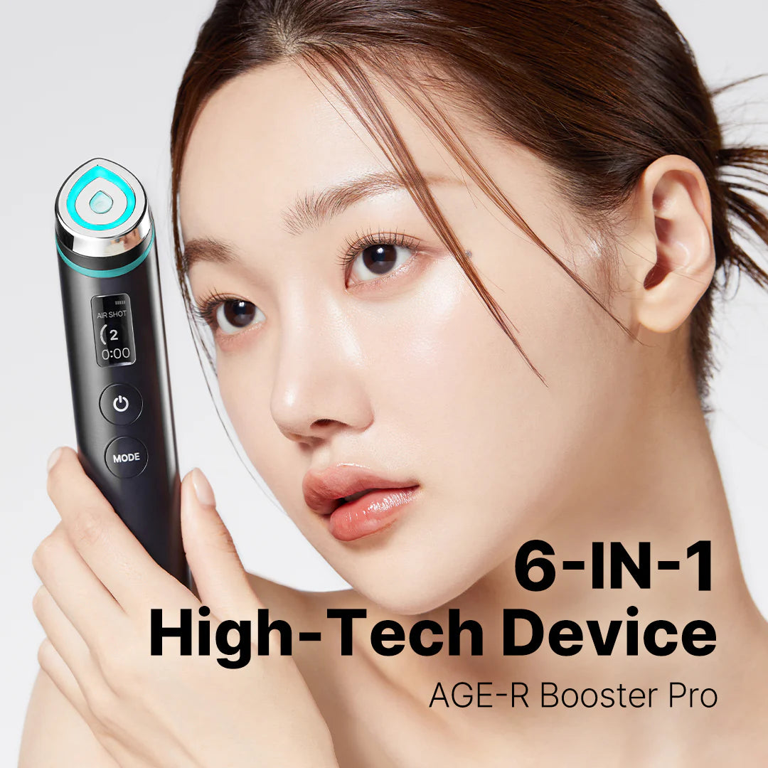 Medicube Booster Pro for gravity-induced sagging jawlines, deep nasolabial creases, stretched large pores, and sluggish skincare absorption – Lifting wand from Atelier De Glow UAE.