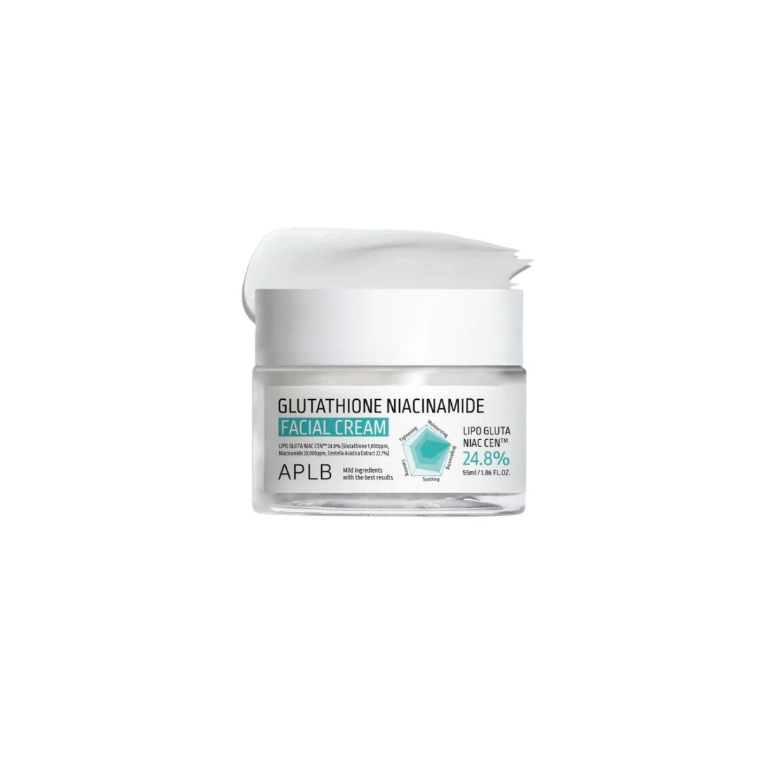 APLB Glutathione Niacinamide Facial Cream – Korean brightening moisturizer with Glutathione, Niacinamide, and Centella Asiatica at Atelier De Glow UAE.