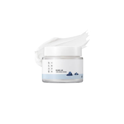 ROUND LAB 1025 Dokdo Cream – 80ml mineral-rich moisturizer with Ulleungdo Deep Sea Water and 5-Ceramide complex available at Atelier De Glow UAE.