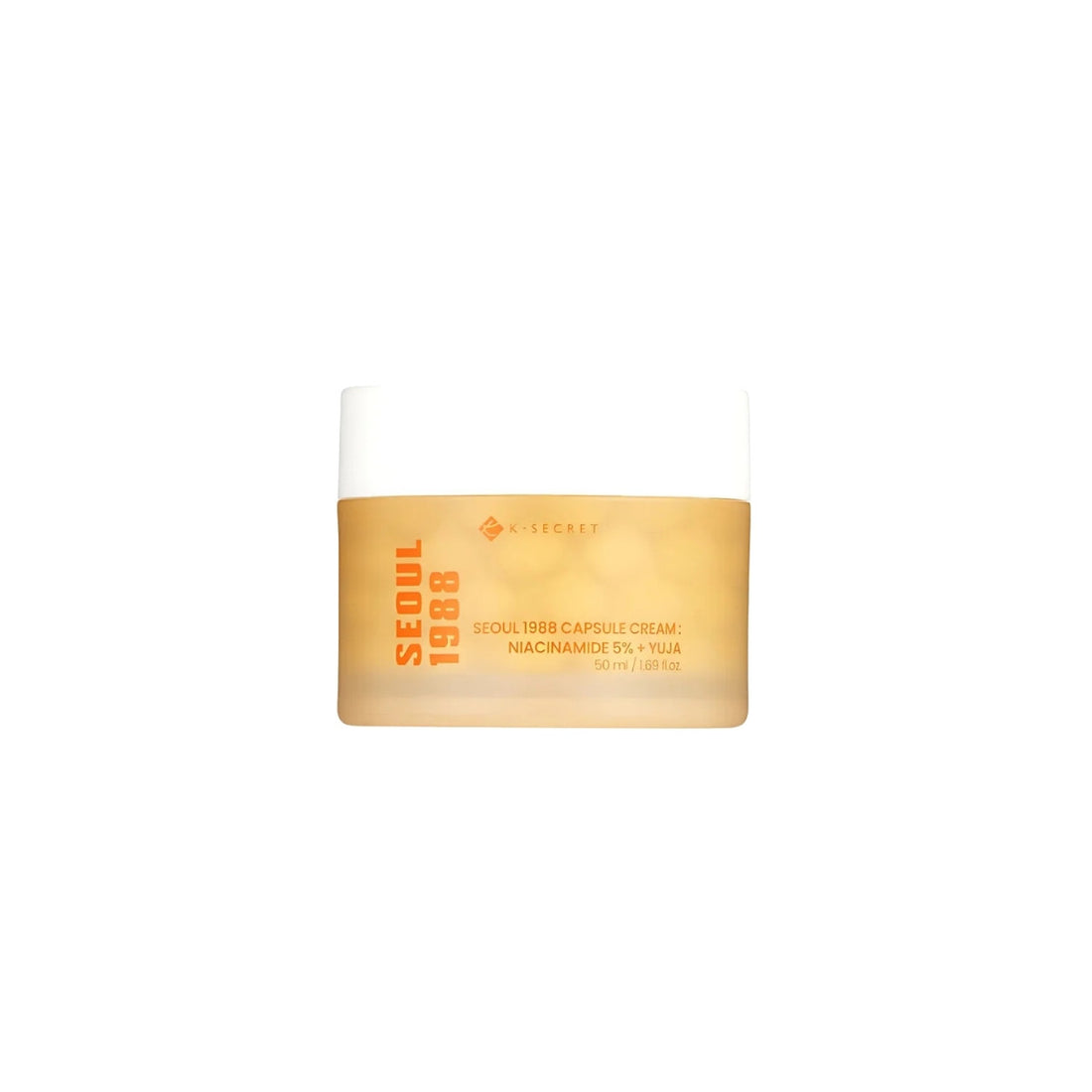 KSECRET SEOUL 1988 Capsule Cream Niacinamide 5% + Yuja – 50ml customizable vitamin capsule and antioxidant gel cream available at Atelier De Glow UAE.