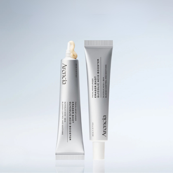 Arencia Glycolic Acid booster for rough orange-peel skin texture, closed comedones, and stubborn acne discoloration – Exfoliating treatment from Atelier De Glow UAE.