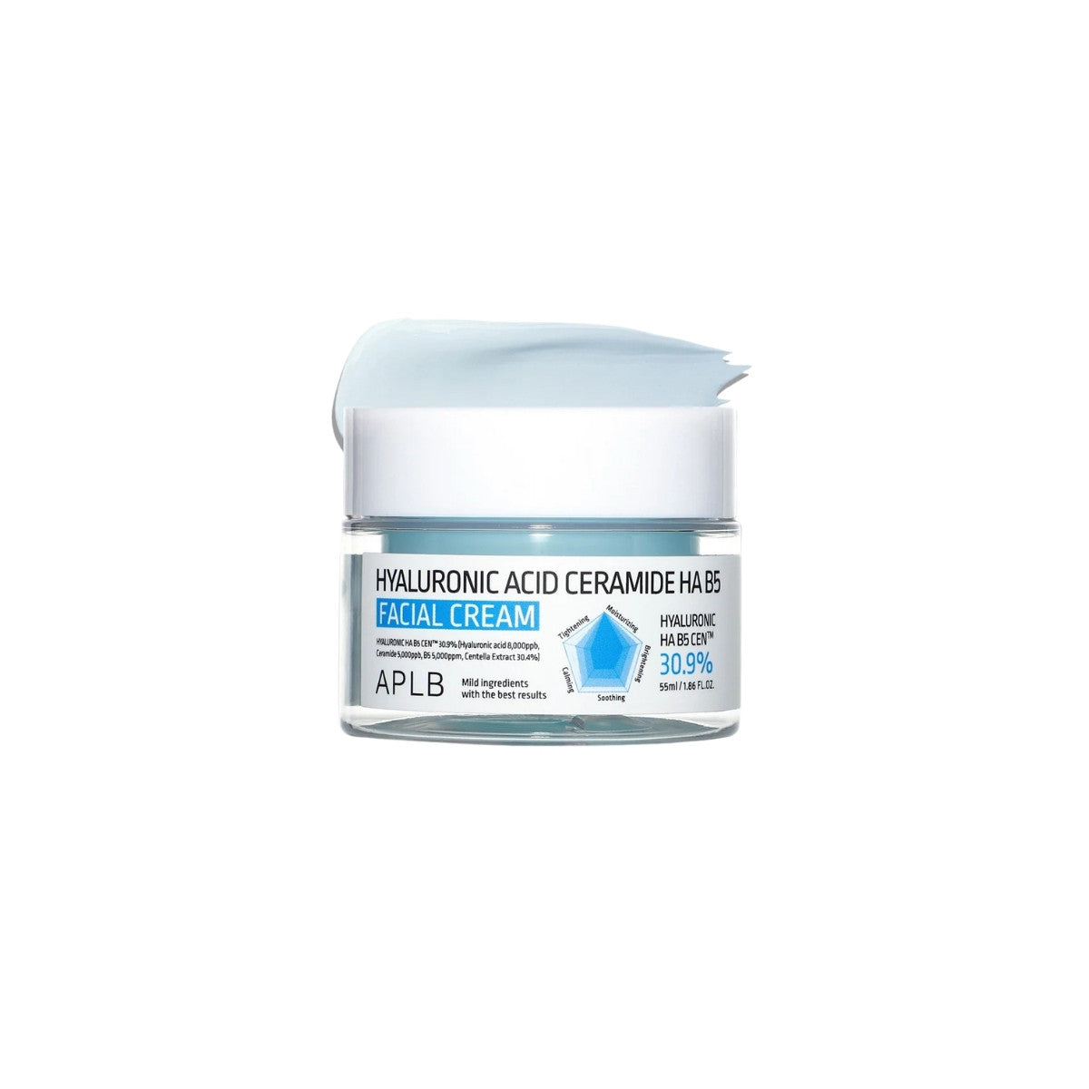 APLB Hyaluronic Acid Ceramide HA B5 Facial Cream – Korean barrier repair moisturizer with Panthenol and multi-weight Hyaluronic Acid at Atelier De Glow UAE.