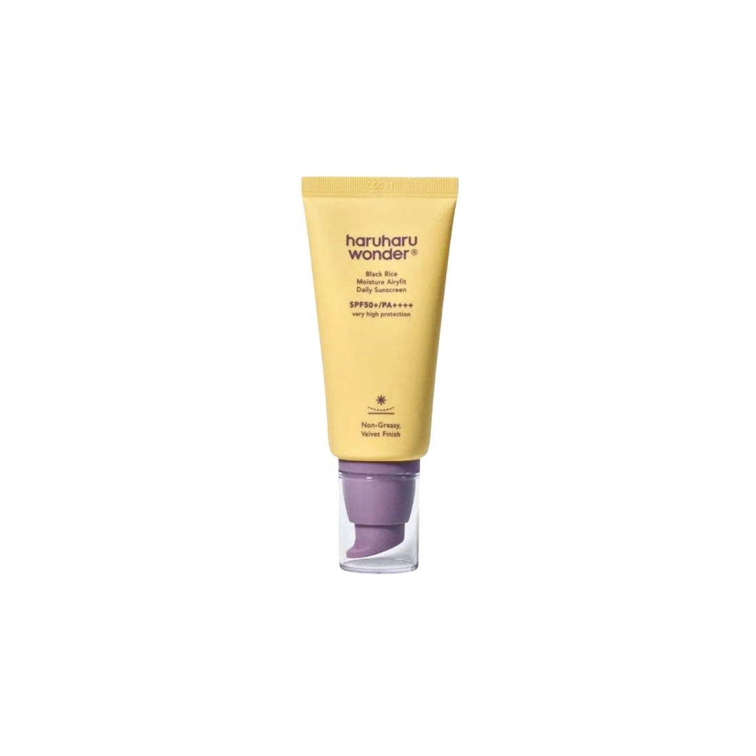 Haruharu Wonder Black Rice Moisture Airyfit Sunscreen – 50ml SPF 50+ PA++++ chemical sunscreen with fermented Black Rice available at Atelier De Glow UAE.