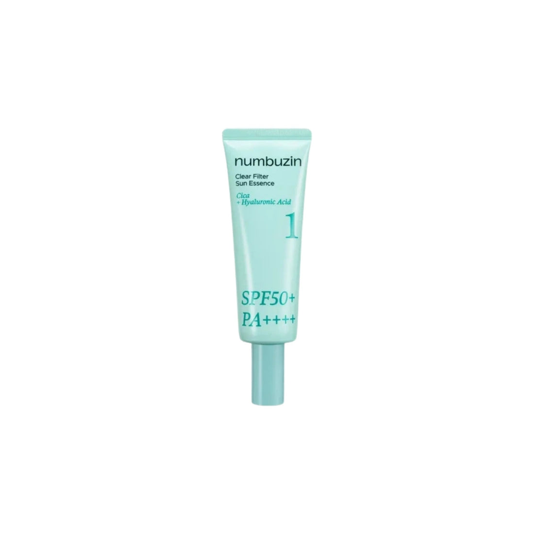 Numbuzin No.1 Clear Filter Sun Essence – 50ml SPF 50+ PA++++ sunscreen with Heartleaf and Centella extracts available at Atelier De Glow UAE.