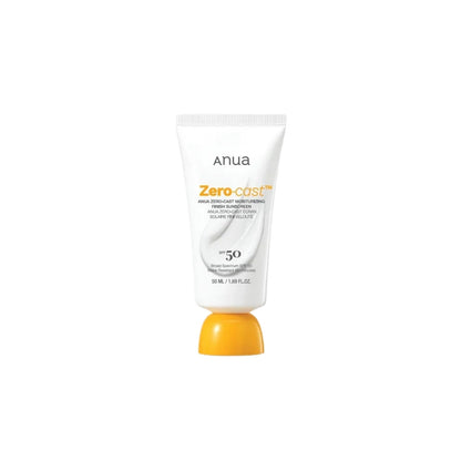Anua Zero-Cast Moisturizing Finish Sunscreen 50ml – Non-greasy, transparent Korean chemical sunscreen with SPF 50+ PA++++ available at Atelier De Glow UAE.