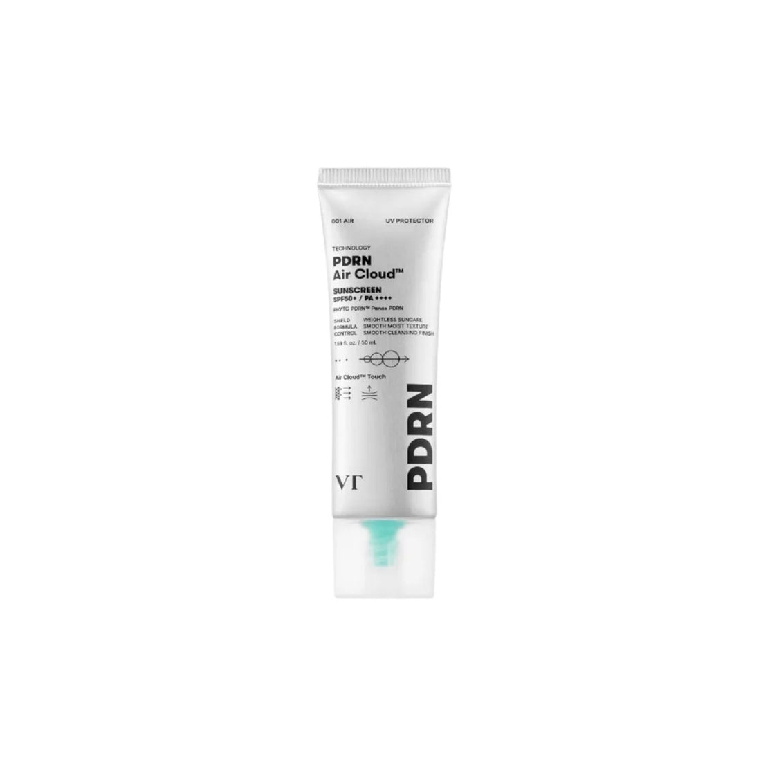 VT PDRN Air Cloud Sunscreen – 50ml Korean SPF with PDRN (Salmon DNA) and weightless sun protection available at Atelier De Glow UAE.