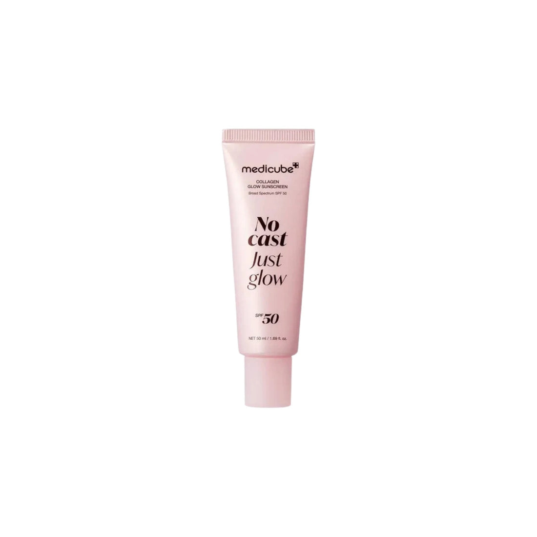 medicube Glow Collagen Sunscreen SPF 50 50ml – premium anti-aging sunscreen formulated with collagen, peptides, and niacinamide for firm, hydrated, and radiant skin available at Atelier De Glow UAE.