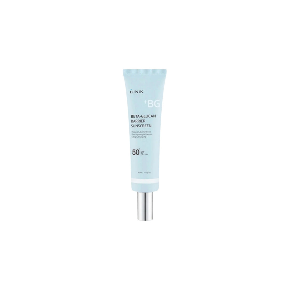 iUNIK Beta-Glucan Barrier Sunscreen – 60ml chemical SPF 50+ PA++++ infused with barrier-strengthening Beta-Glucan available at Atelier De Glow UAE.