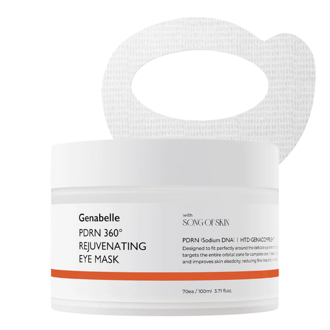 Genabelle PDRN 360 Rejuvenating Eye Mask – 70 hydrogel patches with Salmon DNA and Tranexamic Acid available at Atelier De Glow UAE.
