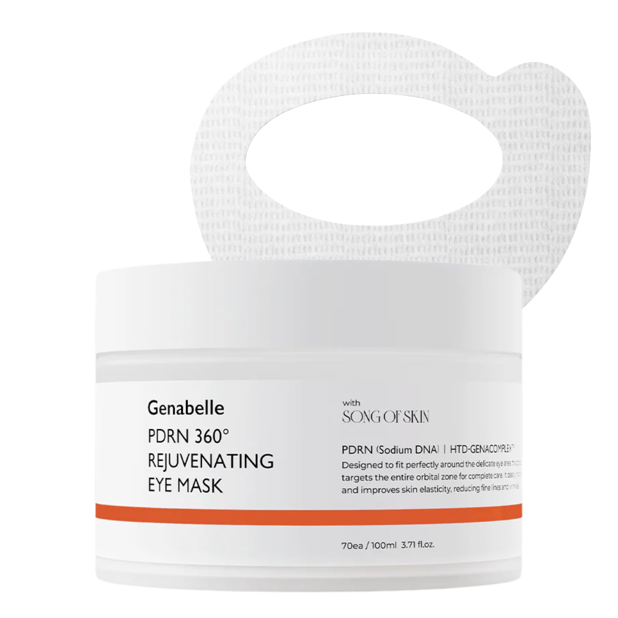 Genabelle PDRN 360 Rejuvenating Eye Mask – 70 hydrogel patches with Salmon DNA and Tranexamic Acid available at Atelier De Glow UAE.