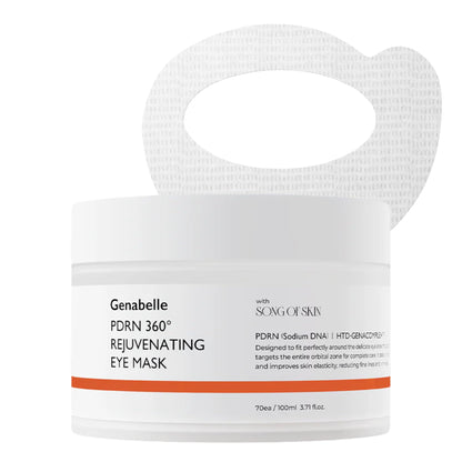 Genabelle PDRN 360 Rejuvenating Eye Mask – 70 hydrogel patches with Salmon DNA and Tranexamic Acid available at Atelier De Glow UAE.