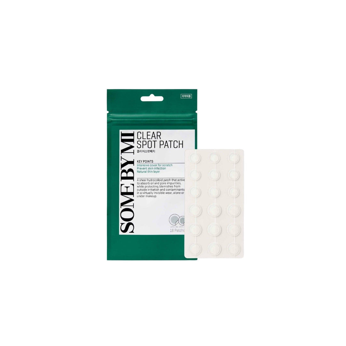Some By Mi Clear Spot Patch 18pcs – hydrocolloid blemish patches for effective spot care and protection against external pollutants available at Atelier De Glow UAE.