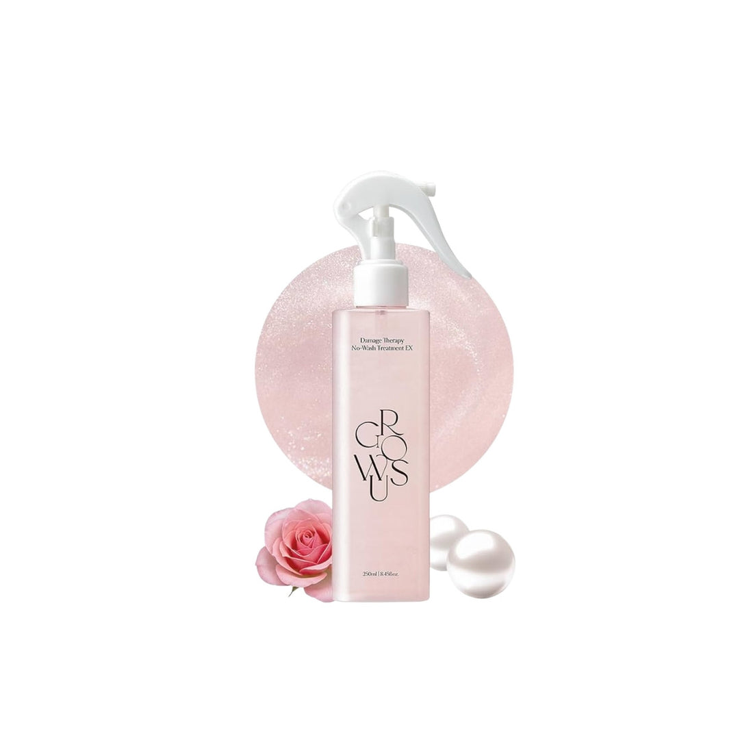 GROWUS Damage Therapy No-Wash Treatment – 250ml Korean leave-in hair treatment with Pearl Extract and Protein for deep repair available at Atelier De Glow UAE.