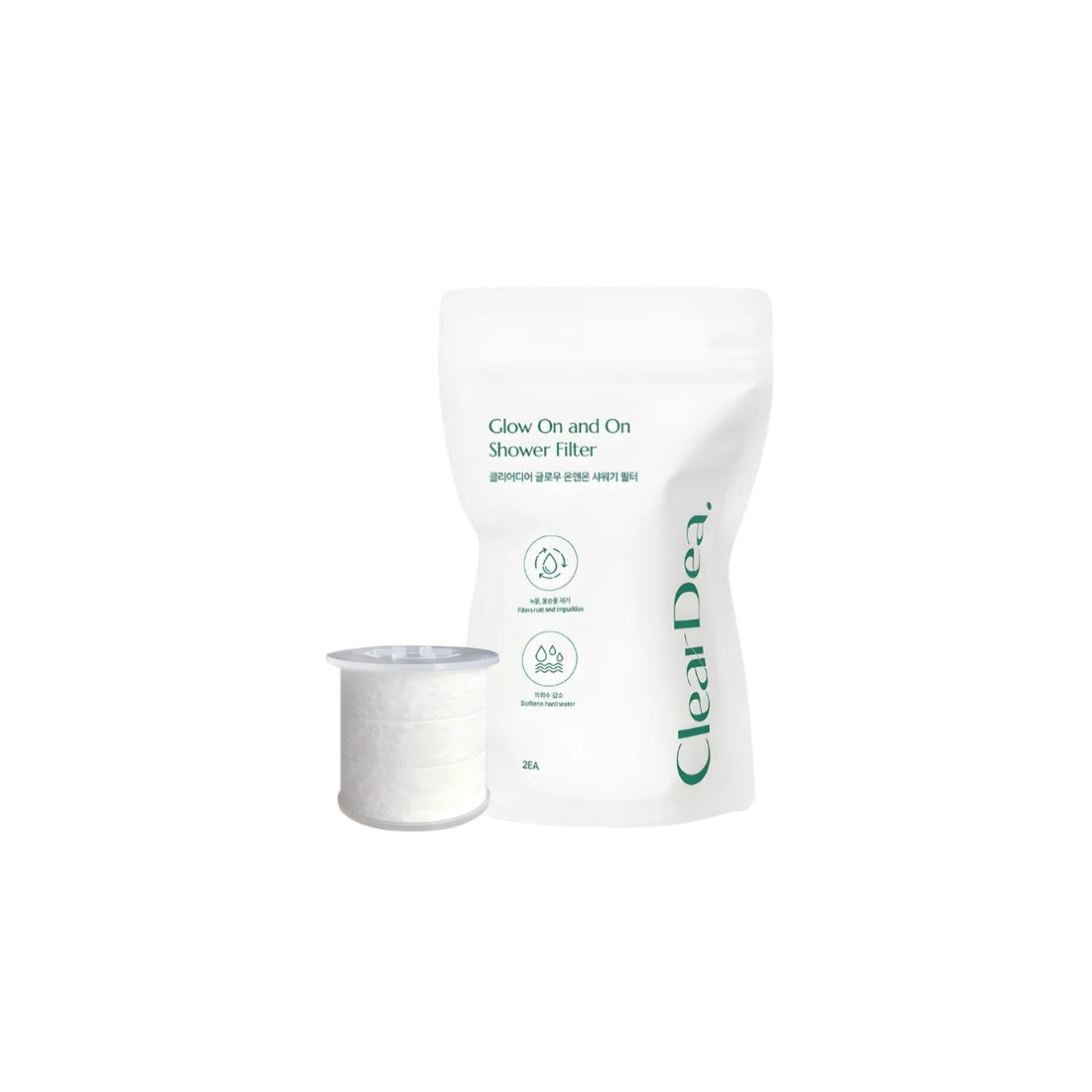 ClearDea Glow On And On Replacement Shower Filter 2EA – Dual pack of high-density sediment filters available at Atelier De Glow UAE.