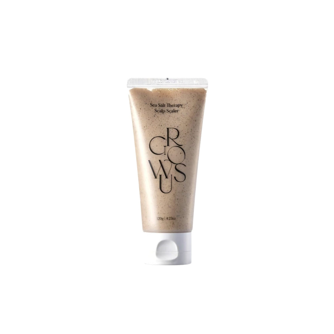 GROWUS Sea Salt Therapy Scalp Scaler – 120g Korean scalp scrub featuring Sea Salt and Himalayan Pink Salt for deep exfoliation available at Atelier De Glow UAE.