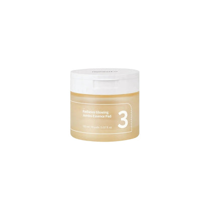 numbuzin No.3 Radiance Glowing Essence Pad – 70-count Korean fermented toner pads with Bifida and Galactomyces available at Atelier De Glow UAE.