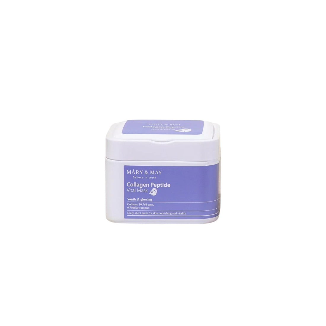 Mary &amp; May Collagen Peptide Vital Mask – 30pcs daily sheet mask pack with low-molecular collagen and 6-peptide complex at Atelier De Glow UAE.