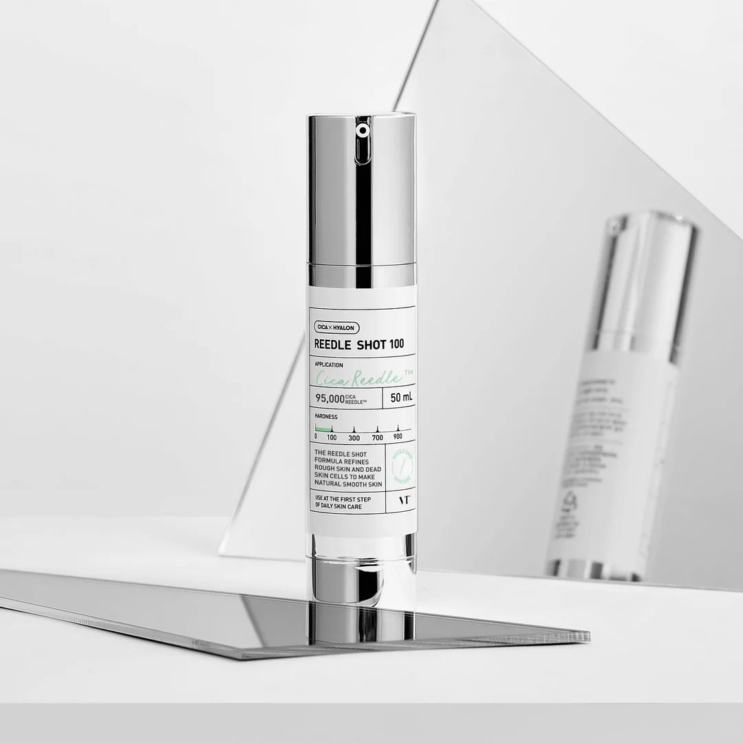 VT Reedle Shot 100 – Viral K-beauty "Skin-Boosting &amp; Texture-Refining Treatment" for a smoother, healthier, and more radiant glass-skin finish, shop at Atelier De Glow UAE.