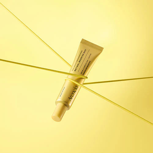 Golden, lightweight texture of Arencia Retinal Booster Shot – Fast-absorbing Korean anti-aging serum for a smooth "Glass Skin" finish at Atelier De Glow UAE.