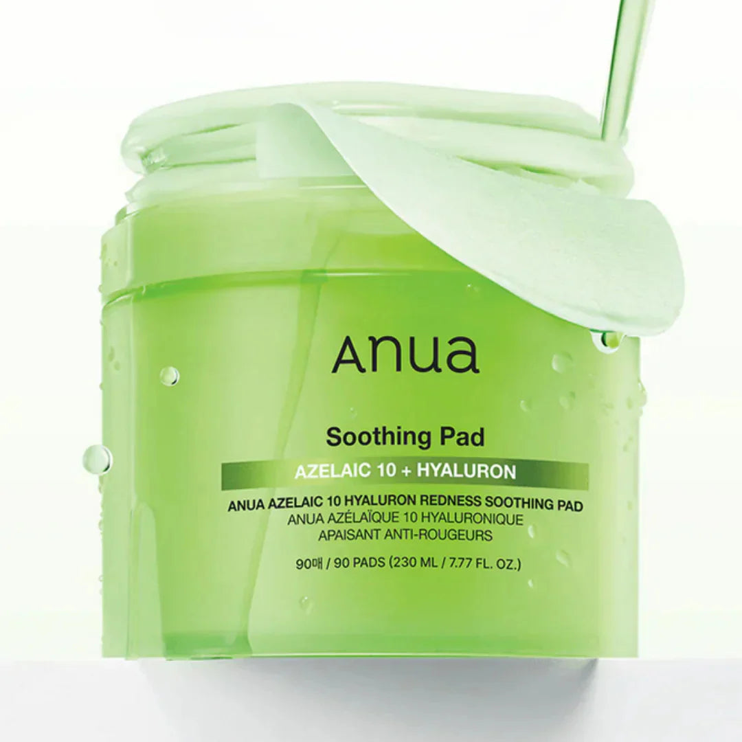 Anua Azelaic 10 Hyaluron Pad – Professional-grade Korean skincare for acne-mark fading, anti-inflammatory care, and "Glass Skin" clarity, shop at Atelier De Glow UAE.