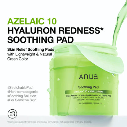 Anua Azelaic 10 Hyaluron Redness Soothing Pad - 90 Pads