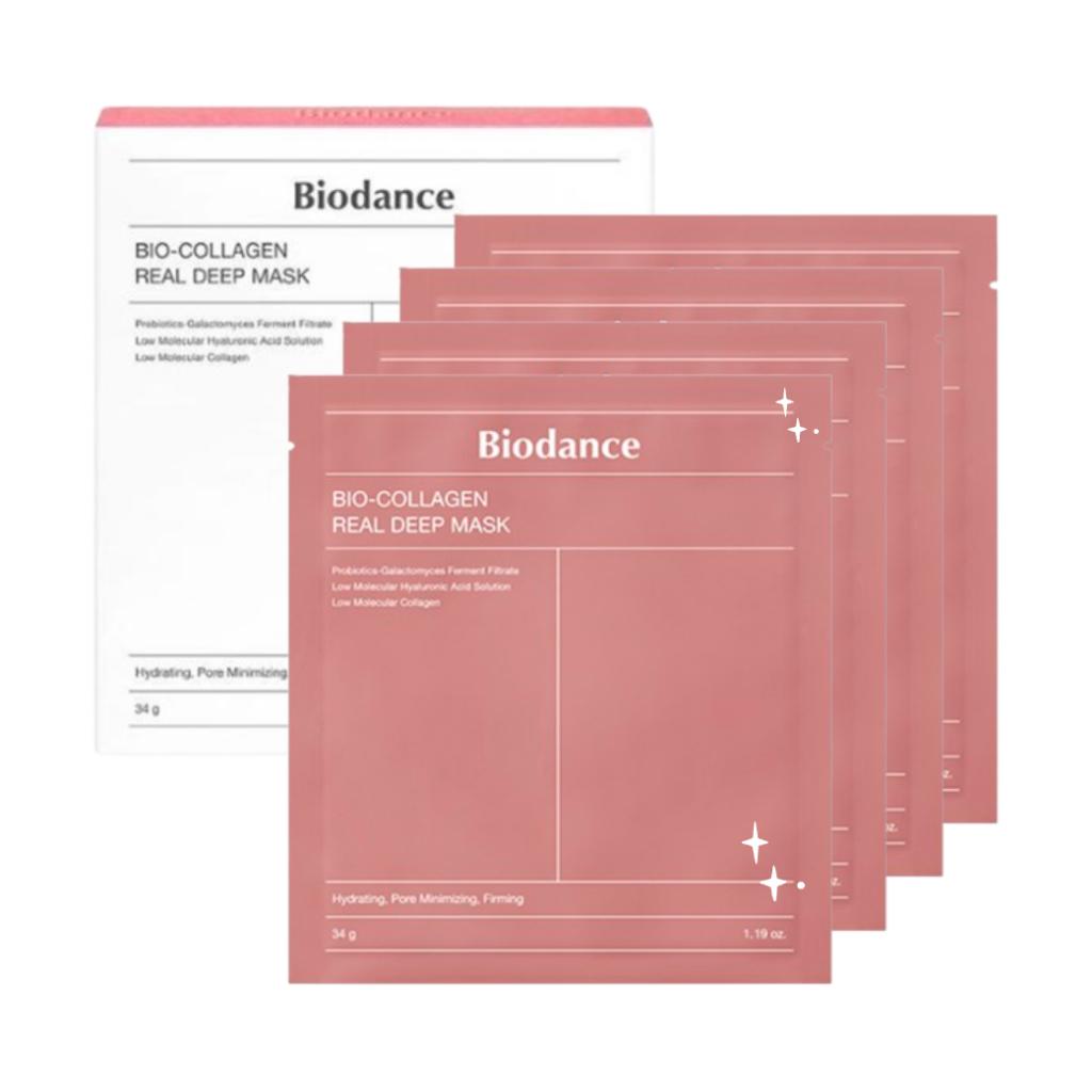 Biodance Bio-Collagen Real Deep Mask – 4EA Korean overnight hydrogel mask with Low Molecular Collagen and Hyaluronic Acid available at Atelier De Glow UAE.