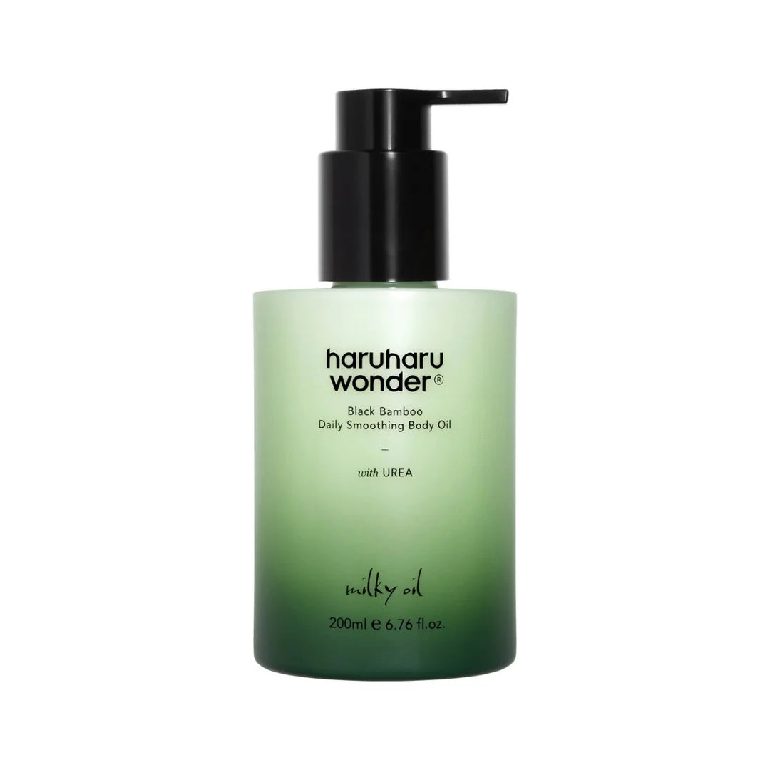 Haruharu WONDER Black Bamboo Daily Smoothing Body Oil 200ml – lightweight, soothing body oil enriched with fermented bamboo extract for deep hydration at Atelier De Glow UAE.