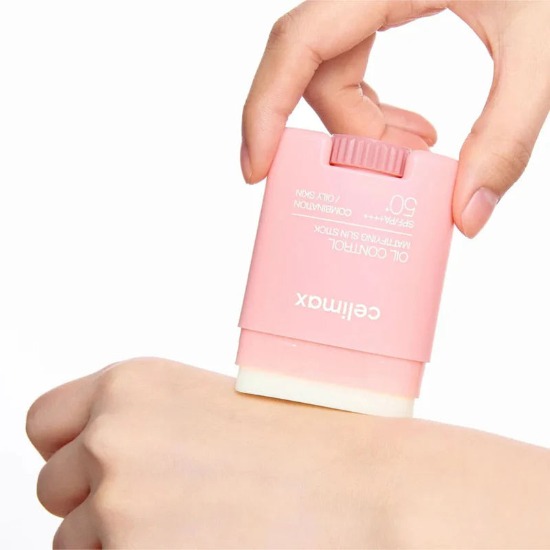 celimax Oil Control Sun Stick – Professional-grade Korean sun care for reapplication over makeup, zero white cast, and oil-absorbing protection, shop at Atelier De Glow UAE.
