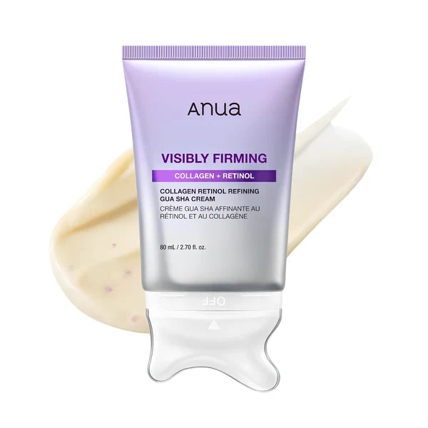 Anua Collagen Retinol Refining Gua Sha Cream – targeted care for tech neck, loss of elasticity, and a sculpted V-line complexion, shop at Atelier De Glow UK.