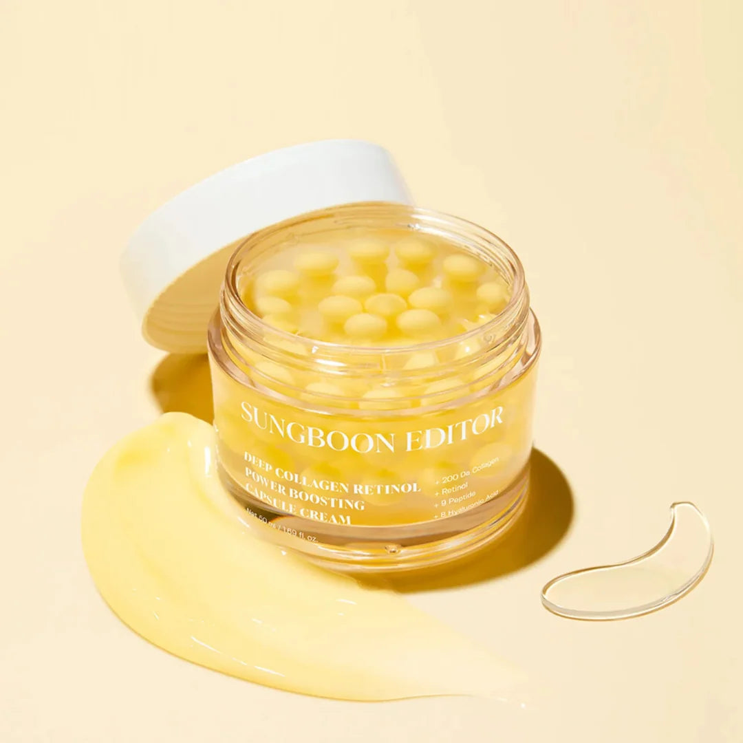 SUNGBOON EDITOR capsule cream for reducing fine lines, improving skin elasticity, and firming sagging contours for a youthful, lifted look available at Atelier De Glow UAE.