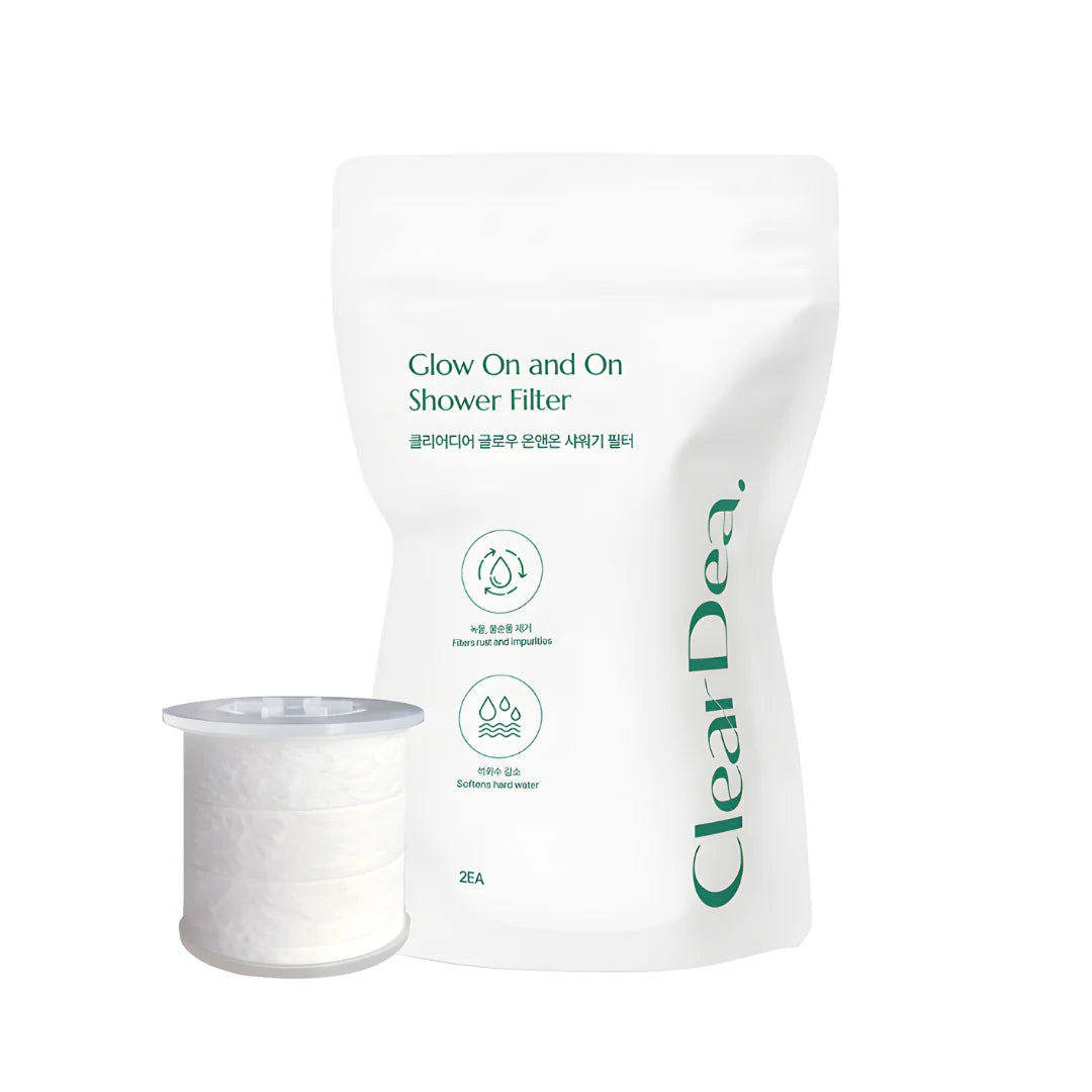 ClearDea Glow On And On Replacement Shower Filter 2EA – Dual pack of high-density sediment filters available at Atelier De Glow UAE.