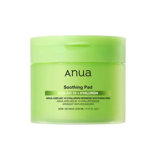 Anua Azelaic 10 Hyaluron Redness Soothing Pad – 90 pre-soaked pads with Azelaic Acid and 10 types of Hyaluronic Acid available at Atelier De Glow UAE.