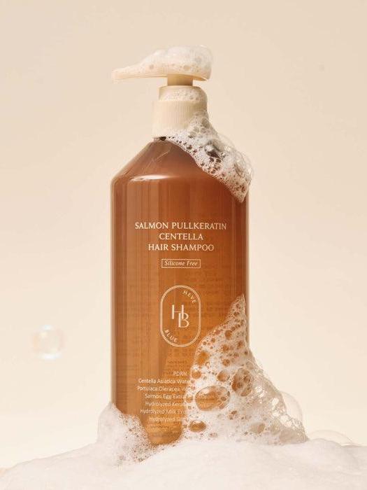 HEVEBLUE Hair Shampoo – Professional-grade "Scalp Bio-Stimulator" for achieving thick, shiny, and high-definition "Glass Hair," shop at Atelier De Glow UAE.