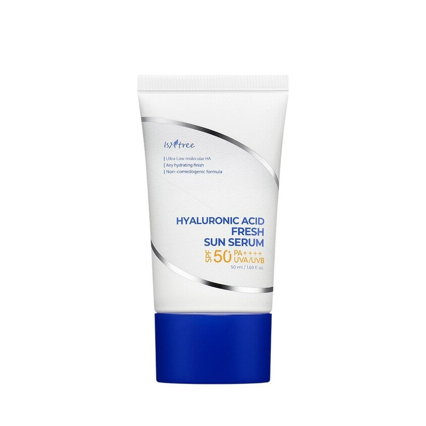 Isntree Hyaluronic Acid Fresh Sun Serum – 50ml weightless SPF 50+ PA++++ with 8 types of Hyaluronic Acid available at Atelier De Glow UAE.