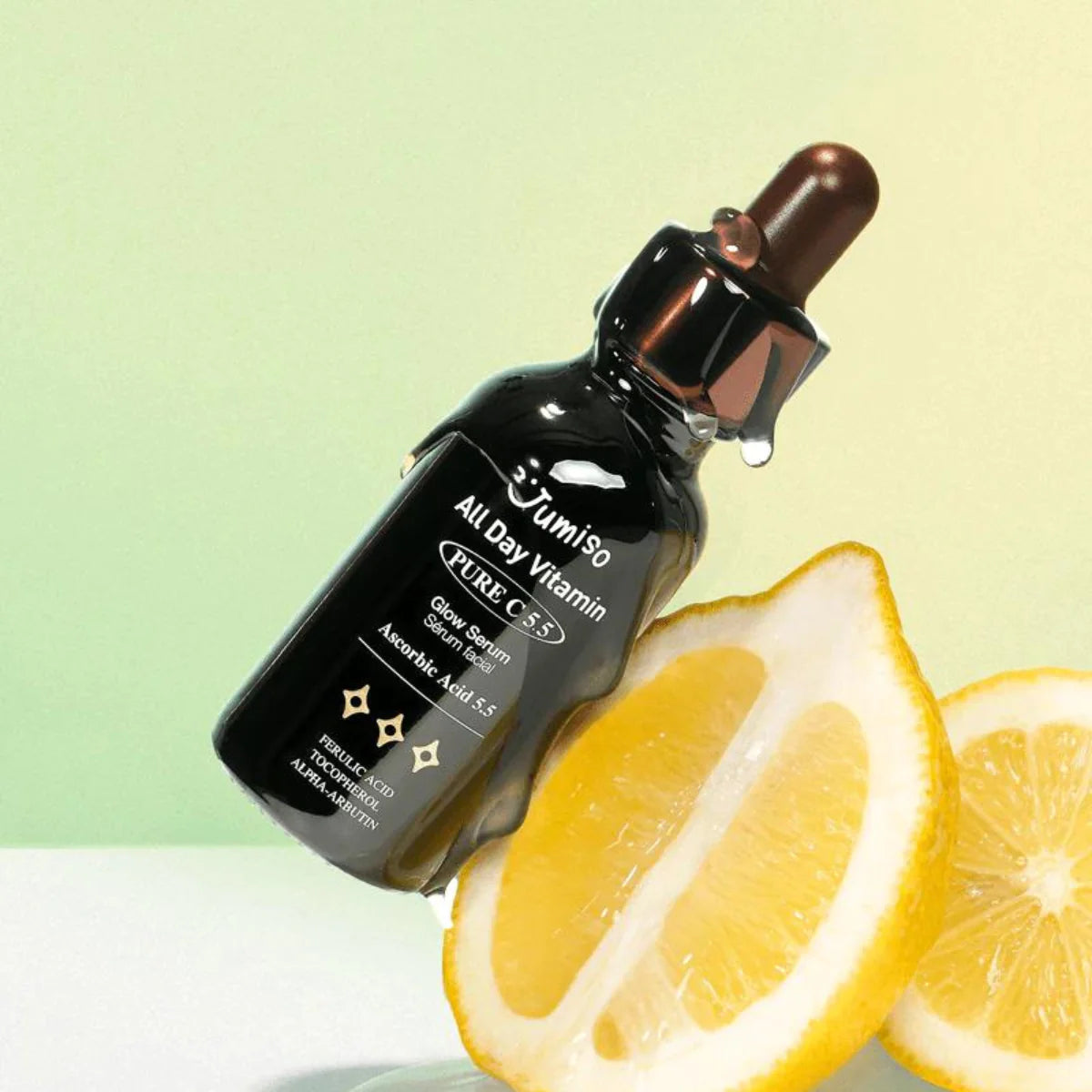 Jumiso All Day Vitamin Pure C 5.5 Glow Serum bottle – Brightening Korean Vitamin C serum for sensitive skin and dark spots, available at Atelier De Glow UAE.