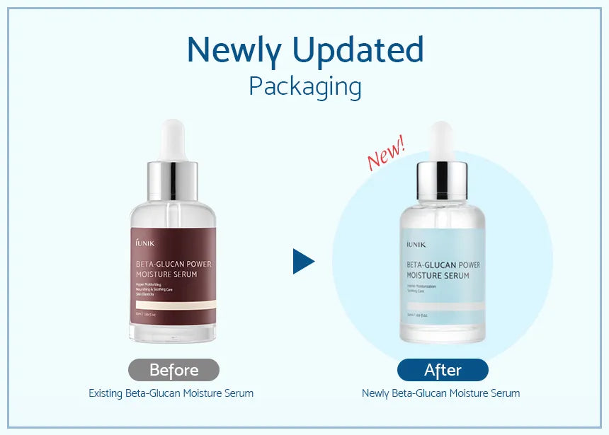 Crystal-clear, slightly viscous texture of iUNIK Beta-Glucan Serum – Smooth, slippery fluid that absorbs instantly without residue at Atelier De Glow UAE.
