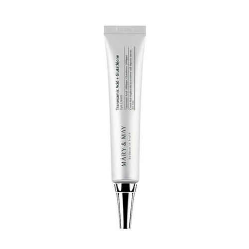 MARY &amp; MAY Tranexamic Acid + Glutathione Eye Cream Mini – 12g travel-sized intensive dark circle and pigmentation treating cream available at Atelier De Glow UAE.