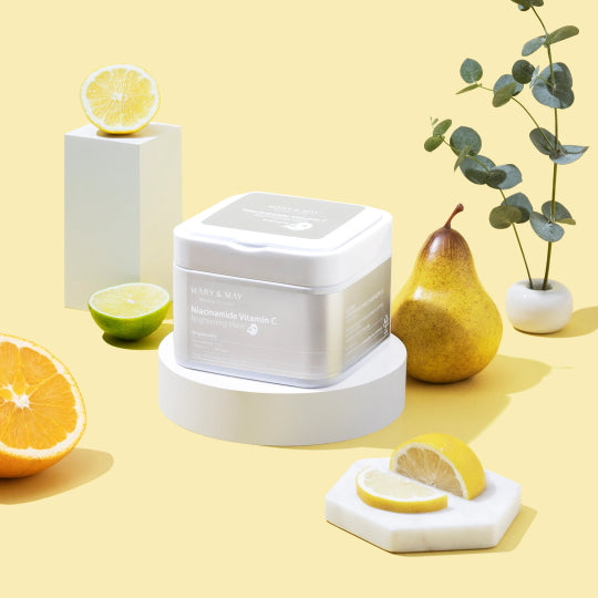 MARY &amp; MAY Brightening Mask – Professional-grade "Melanin Interceptor &amp; Instant Glow Infusion" for a clear, uniform, and high-definition "Glass Skin" base, shop at Atelier De Glow UAE.