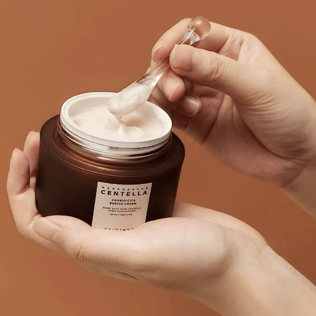 SKIN1004 Madagascar Centella Probio-Cica Enrich Cream for soothing redness, calming irritation, and strengthening weakened skin barriers in sensitive skin types from Atelier De Glow UAE.