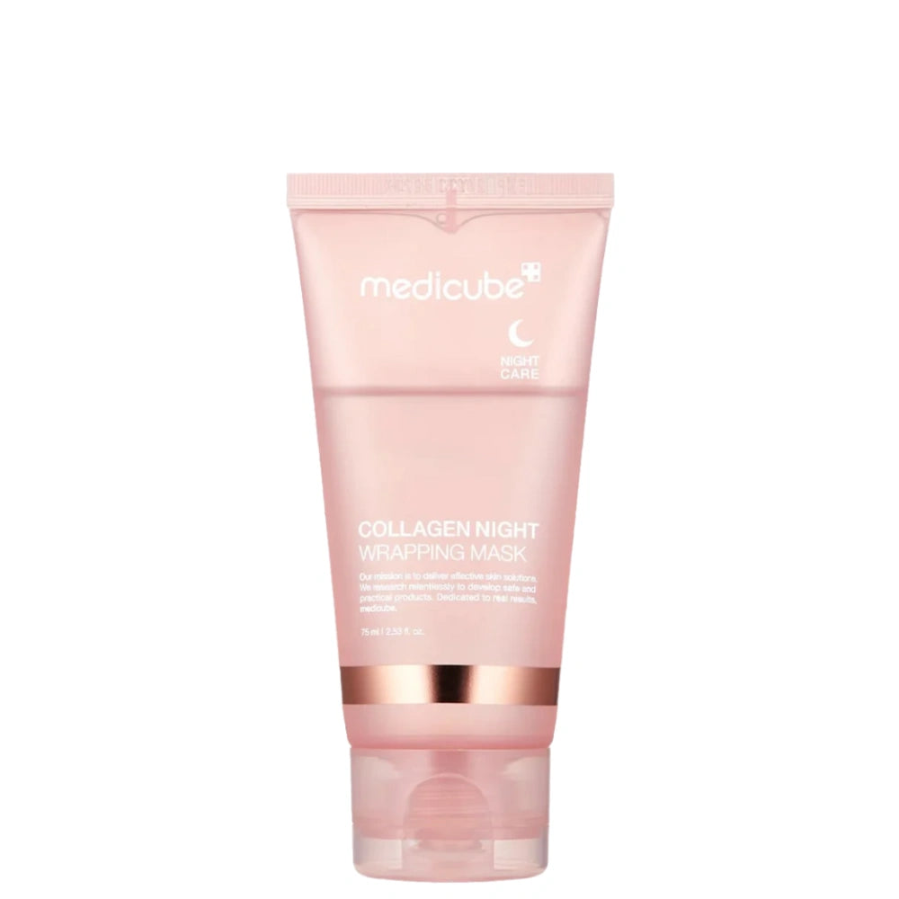 Medicube Collagen Night Wrapping Mask – 75ml peel-off overnight sleeping mask with 300-Dalton low-molecular collagen available at Atelier De Glow UAE.