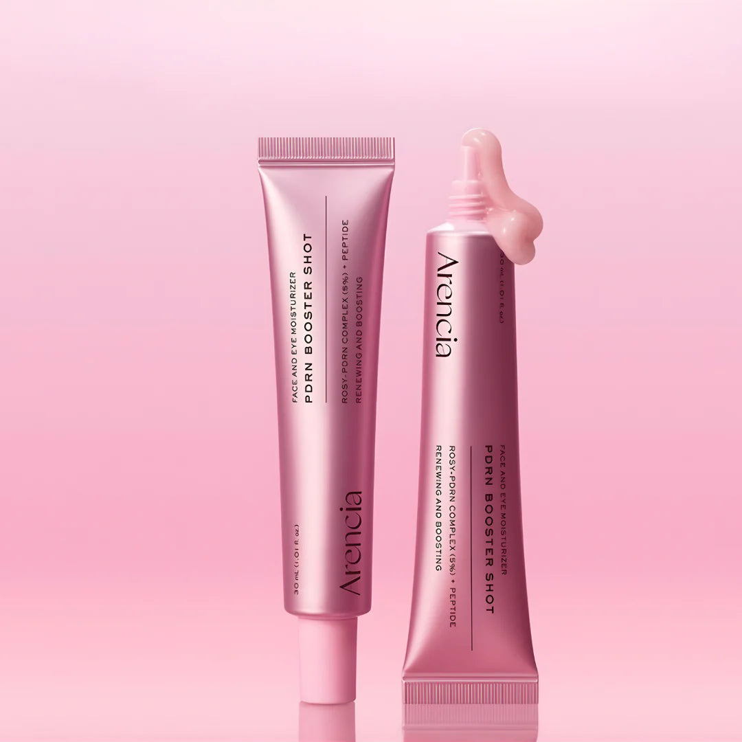 Fast-absorbing Arencia PDRN Booster Shot texture – High-potency Korean bio-skincare for immediate glass skin finish at Atelier De Glow UAE.