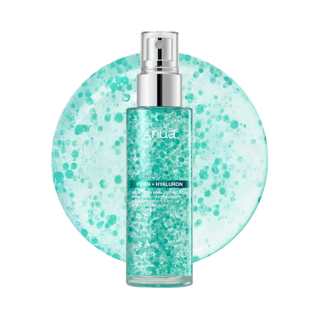 Anua PDRN Hyaluronic Acid Hydrating Capsule Mist – Korean facial mist with Salmon DNA and multi-weight Hyaluronic Acid available at Atelier De Glow UAE.