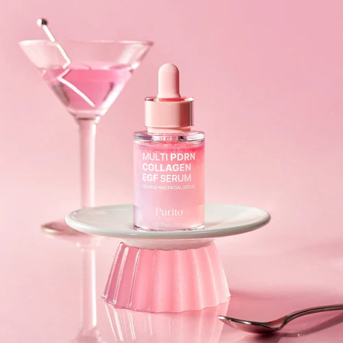 Purito SEOUL Multi PDRN Collagen EGF Serum – Clean-beauty "Regenerating &amp; Firming Power Serum" for a lifted, plump, and healthy complexion, shop at Atelier De Glow UAE.