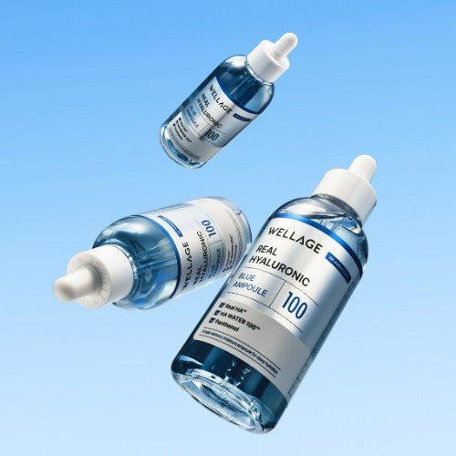 Applying WELLAGE Hyaluronic Blue Ampoule for instant plumping - K-beauty hydration hero - Atelier De Glow UAE