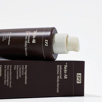 Lightweight, fast-absorbing texture of Dr. Reju-All Retino-Mela Serum – Targeted Korean serum for evening skin tone and texture at Atelier De Glow UAE.