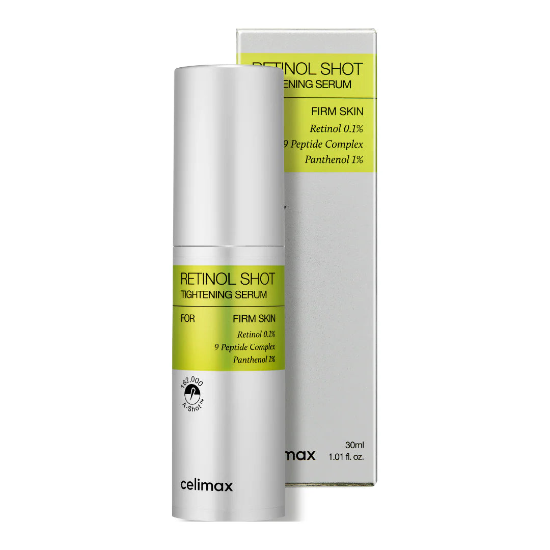 celimax The Vita-A Retinol Shot Tightening Serum – 30ml Korean anti-aging serum with Liposomal Retinol and Adenosine available at Atelier De Glow UAE.