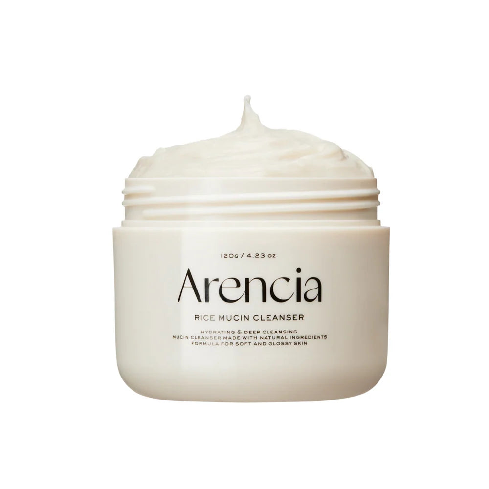 Arencia Rice Mucin Cleanser – 120g Korean fermented rice cleanser with a unique stringy mucin texture available at Atelier De Glow UAE.