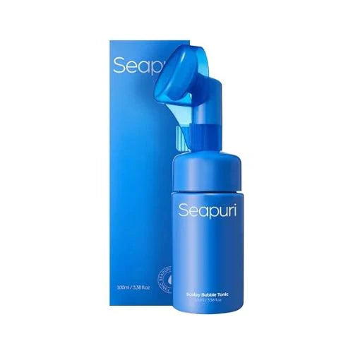 seapuri Scalpy Bubble Tonic – 100ml cooling micro-bubble scalp serum formulated with Salicylic Acid BHA, L-Menthol, and Panthenol available at Atelier De Glow UAE.