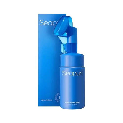 seapuri Scalpy Bubble Tonic – 100ml cooling micro-bubble scalp serum formulated with Salicylic Acid BHA, L-Menthol, and Panthenol available at Atelier De Glow UAE.