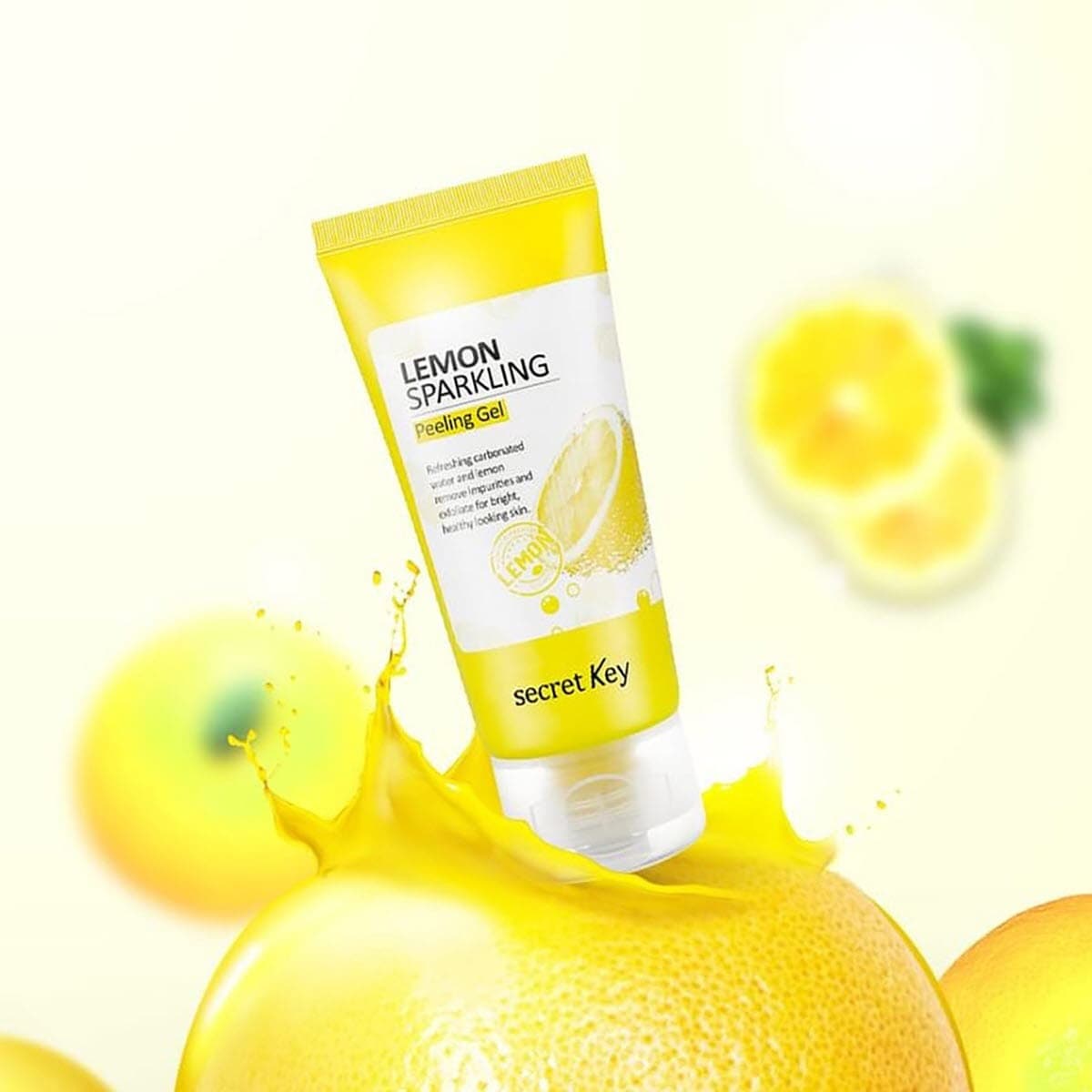 Visibly rolling cellulose texture of Secret Key Lemon Peeling Gel – Non-stripping, refreshing lemon-scented exfoliating gel at Atelier De Glow UAE.